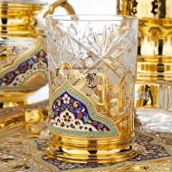 Сервиз чайный с позолотой и горячей эмалью , арт №7166