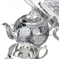 Серебряный чайный сервиз из серебра 925 пробы, арт №7072